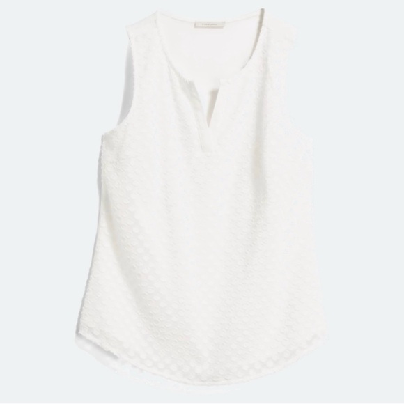 41 Hawthorn Tops - 41 HAWTHORN Ezide Polka Dot Textured Mixed Material Tank Top Shirt - White - S